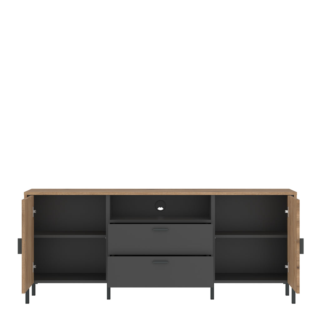 Atticus TV Cabinet 2 Door 2 Drawer 158cm Wide in Oak/Grey