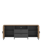 Atticus TV Cabinet 2 Door 2 Drawer 158cm Wide in Oak/Grey