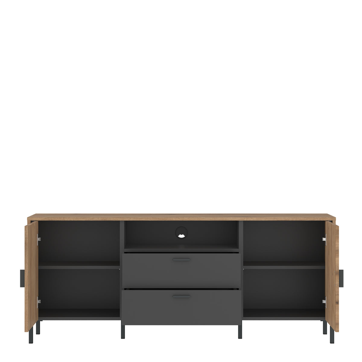Atticus TV Cabinet 2 Door 2 Drawer 158cm Wide in Oak/Grey