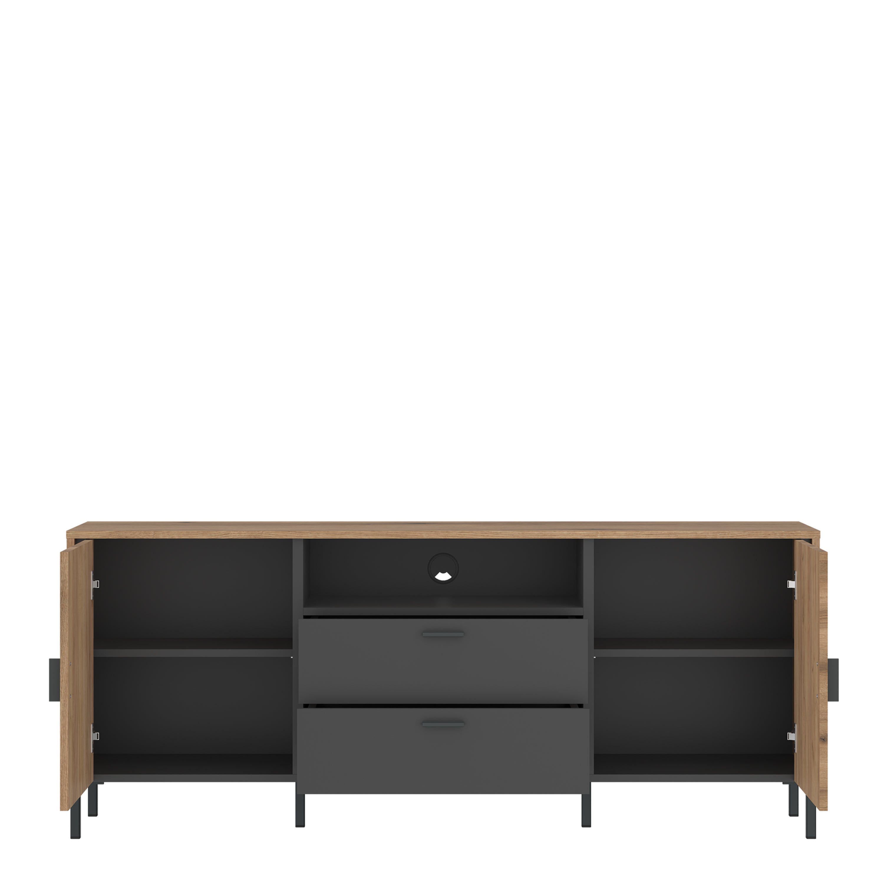 Atticus TV Cabinet 2 Door 2 Drawer 158cm Wide in Oak/Grey