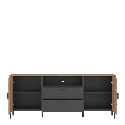 Atticus TV Cabinet 2 Door 2 Drawer 158cm Wide in Oak/Grey