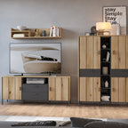 Atticus TV Cabinet 2 Door 2 Drawer 158cm Wide in Oak/Grey