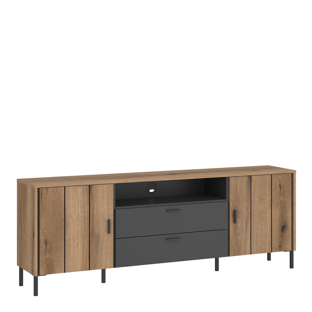 Atticus TV Cabinet 2 Door 2 Drawer 173cm Wide in Oak/Grey