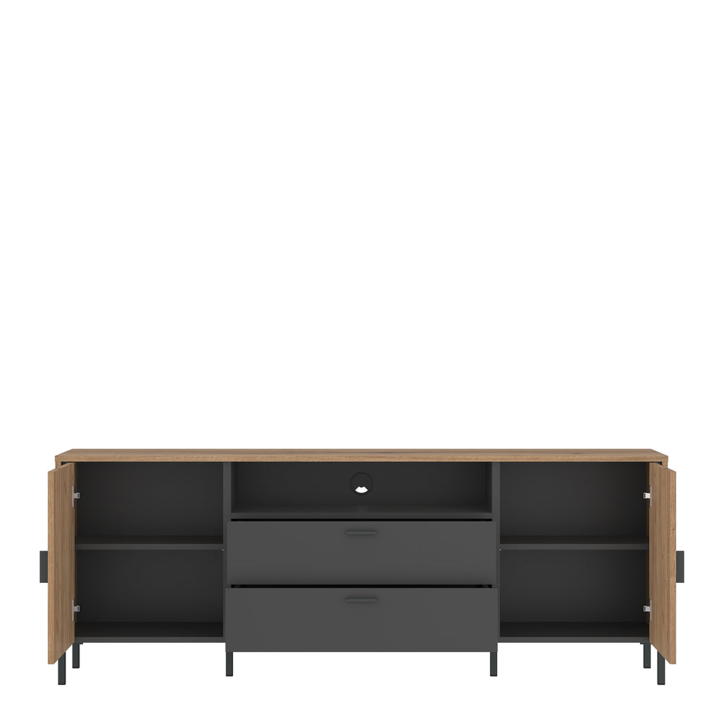 Atticus TV Cabinet 2 Door 2 Drawer 173cm Wide in Oak/Grey