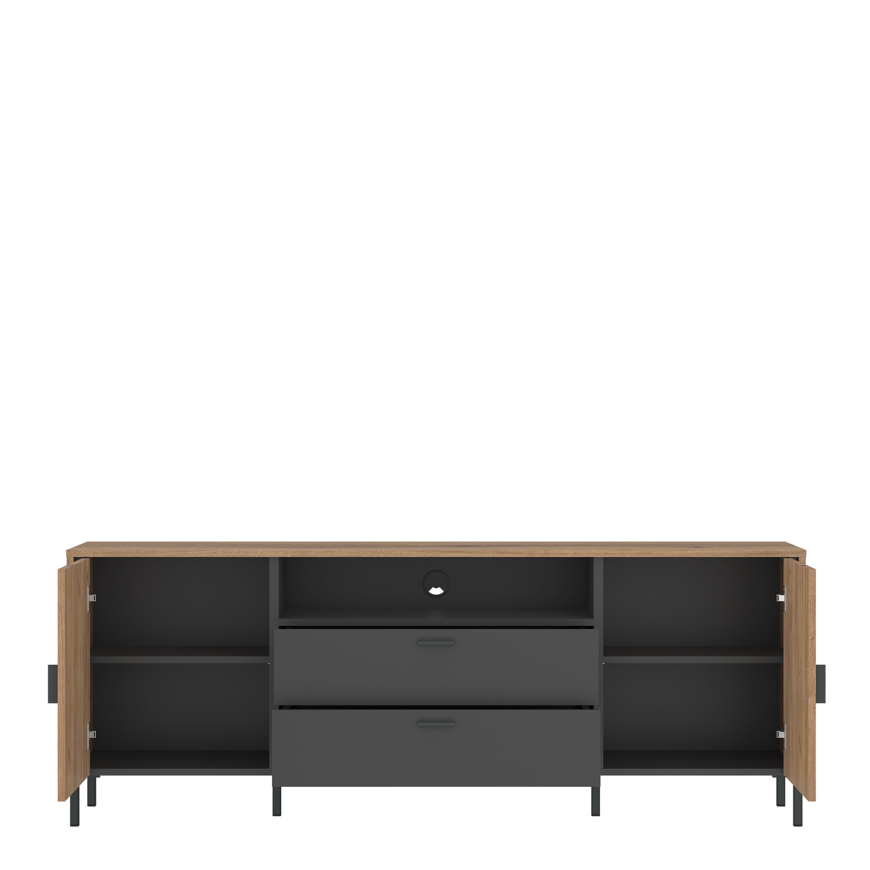Atticus TV Cabinet 2 Door 2 Drawer 173cm Wide in Oak/Grey