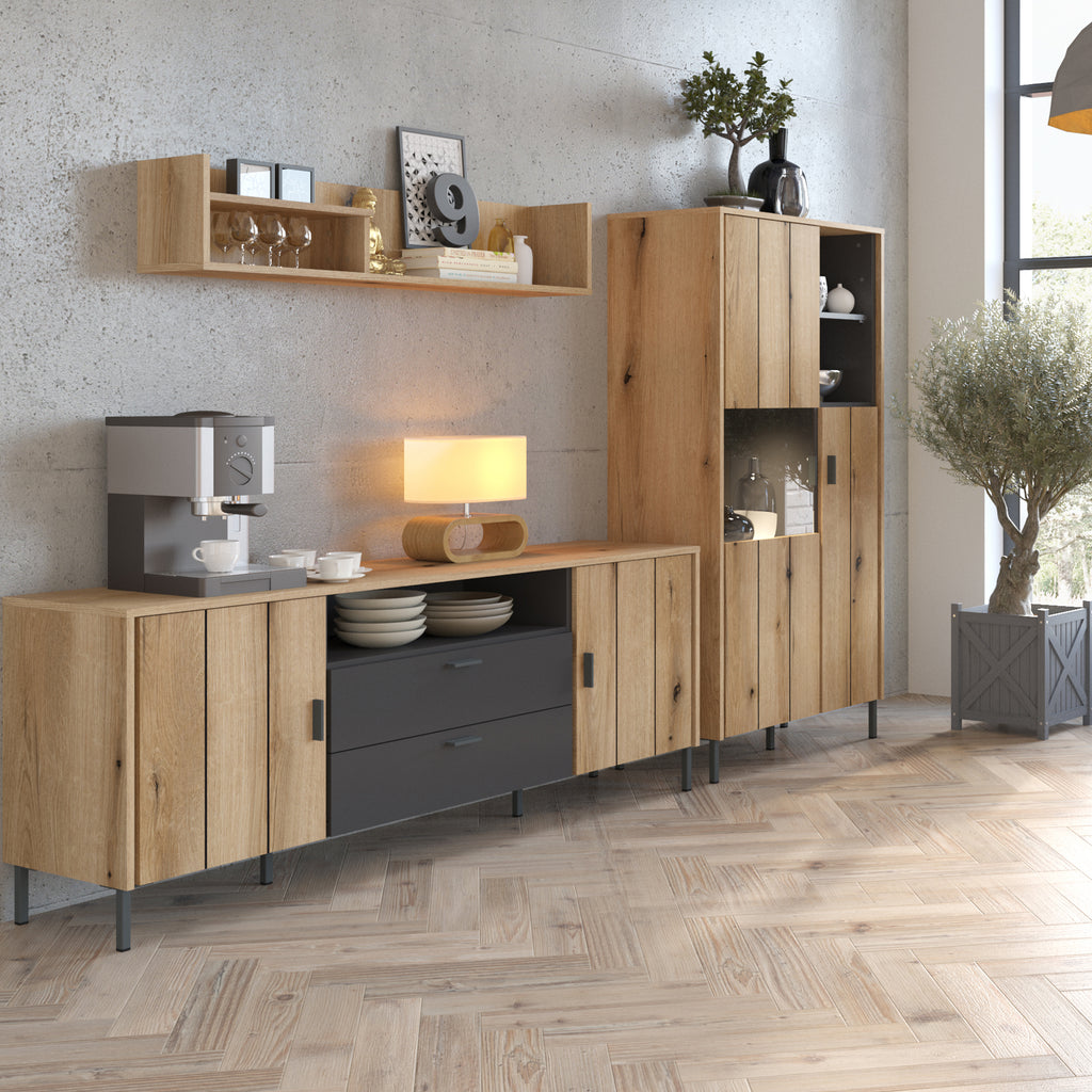 Atticus TV Cabinet 2 Door 2 Drawer 173cm Wide in Oak/Grey