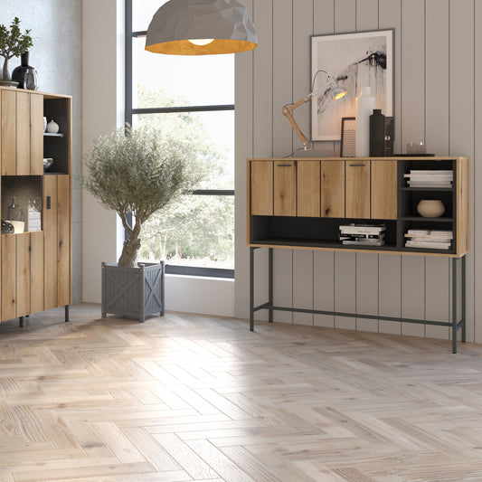 Atticus Bar Table with 1 Flap in Oak/Grey