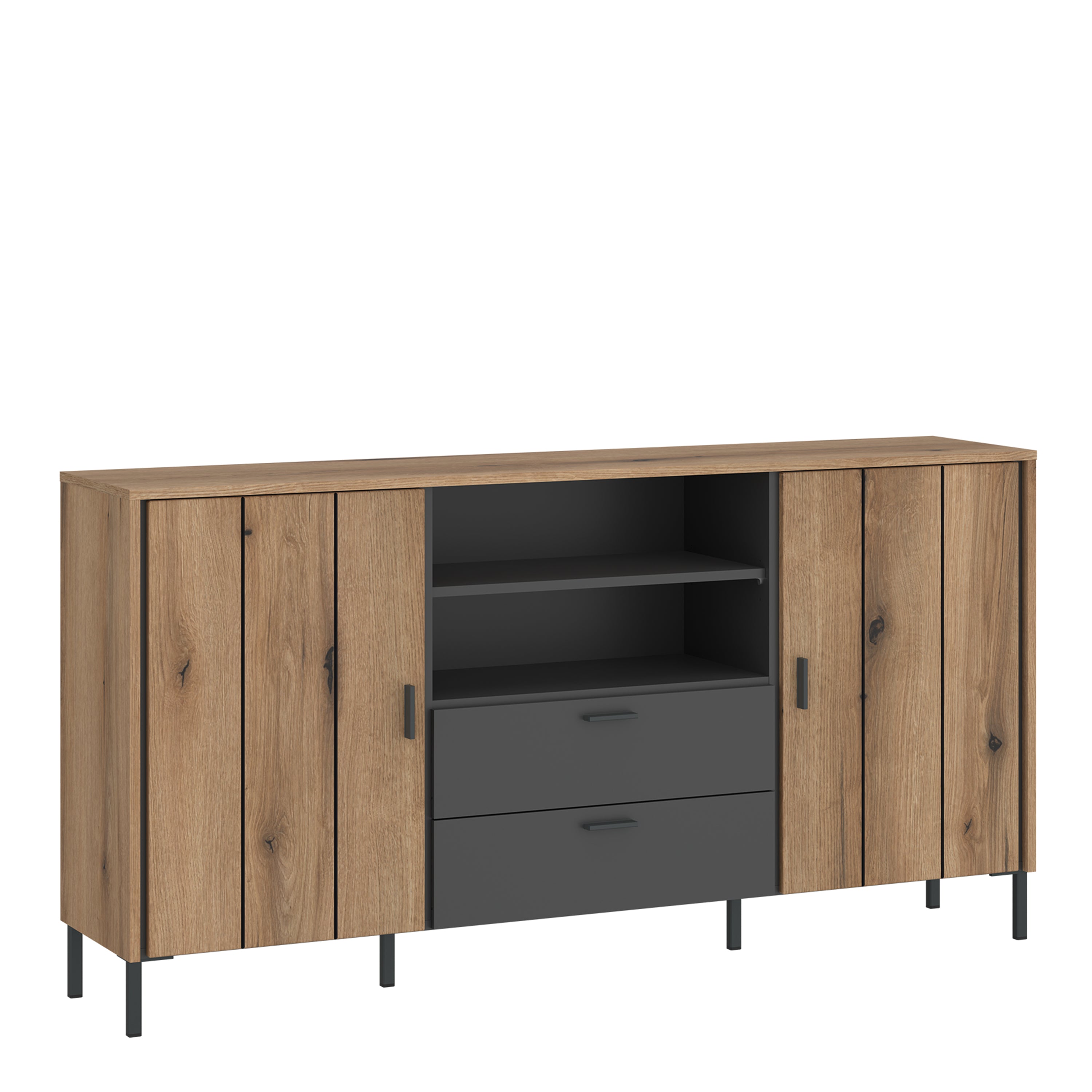 Atticus Sideboard 2 Door 2 Drawer in Oak/Grey