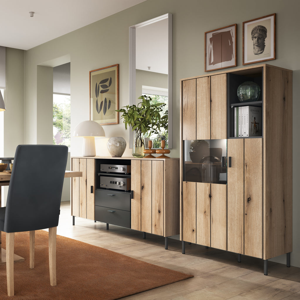 Atticus Sideboard 2 Door 2 Drawer in Oak/Grey