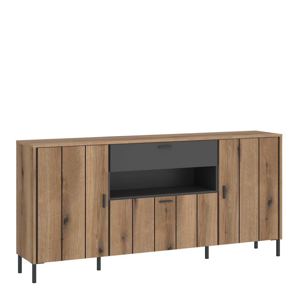 Atticus Sideboard 2 Door 1 Flap 1 Drawer in Oak/Grey