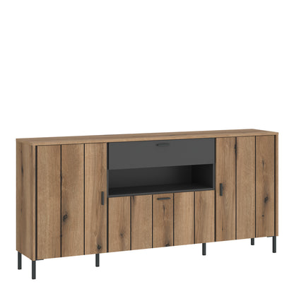 Atticus Sideboard 2 Door 1 Flap 1 Drawer in Oak/Grey