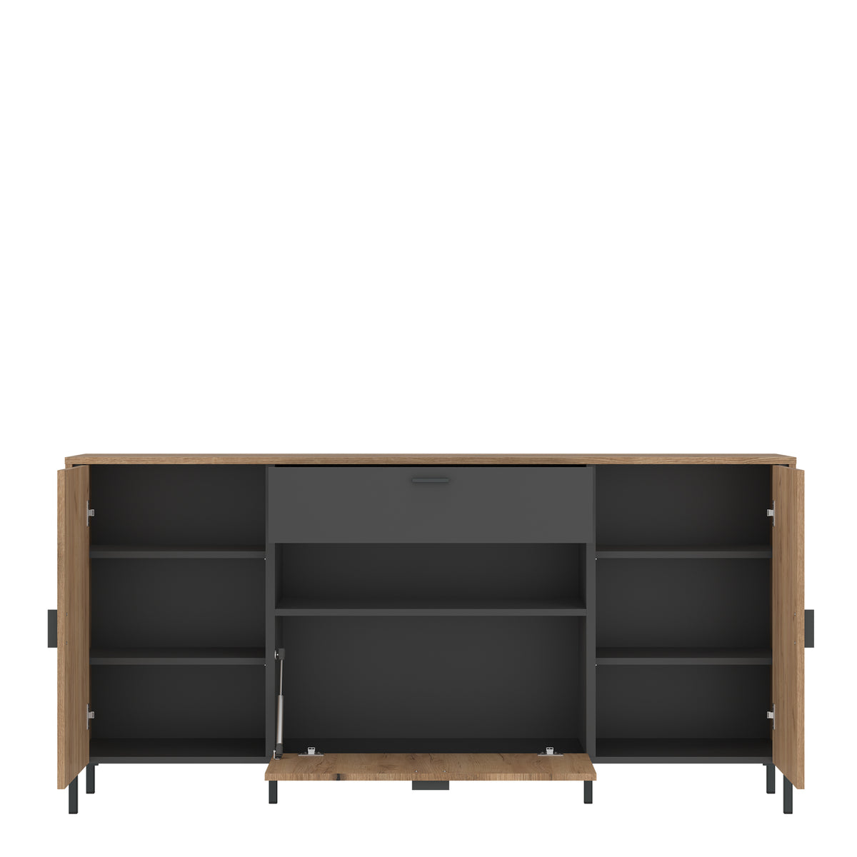 Atticus Sideboard 2 Door 1 Flap 1 Drawer in Oak/Grey