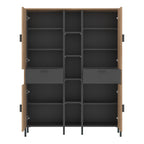 Atticus Wardrobe 4 Door 2 Drawer in Oak/Grey