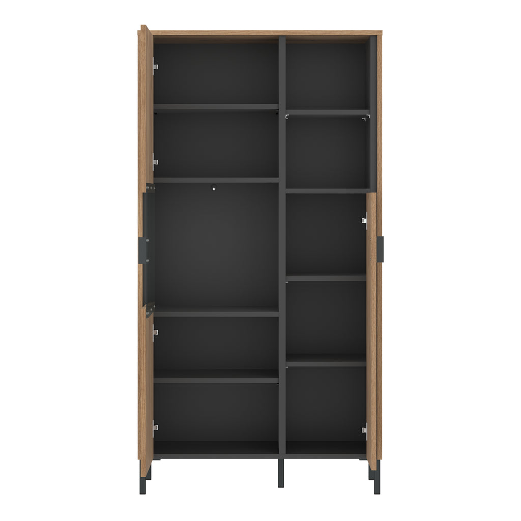 Atticus 2 Door Display Cabinet in Oak/Grey