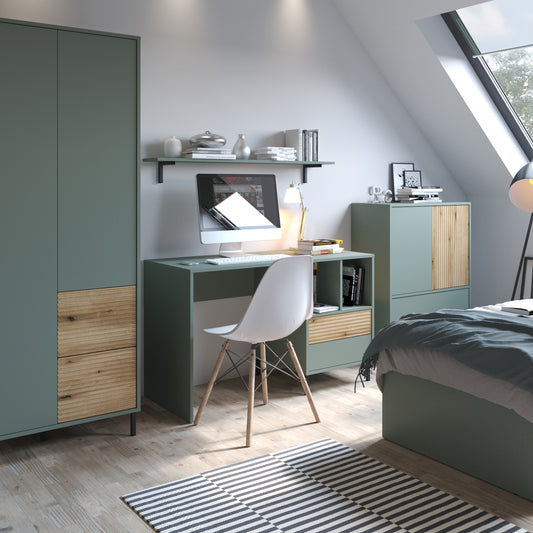 Danica Desk 2 Drawer in Green/Oak