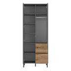 Danica Wardrobe 2 Door 2 Drawer in Green/Oak