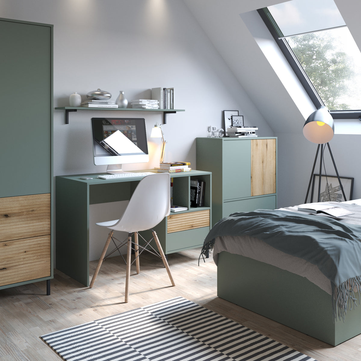 Danica Sideboard 2 Door 2 Drawer in Green/Oak