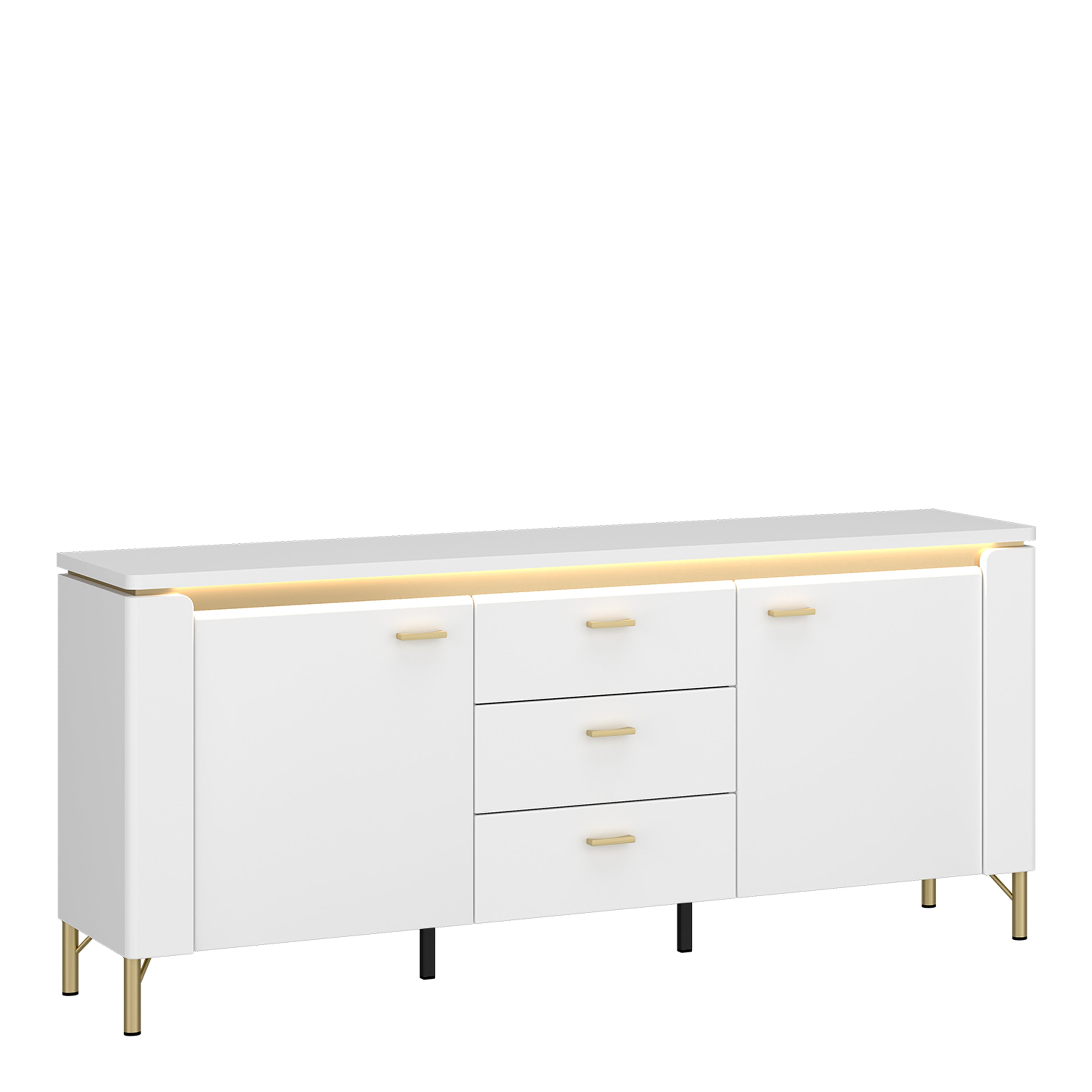 Lorenzo TV Cabinet 2 Door 3 Drawer in Alpine White/White Gloss