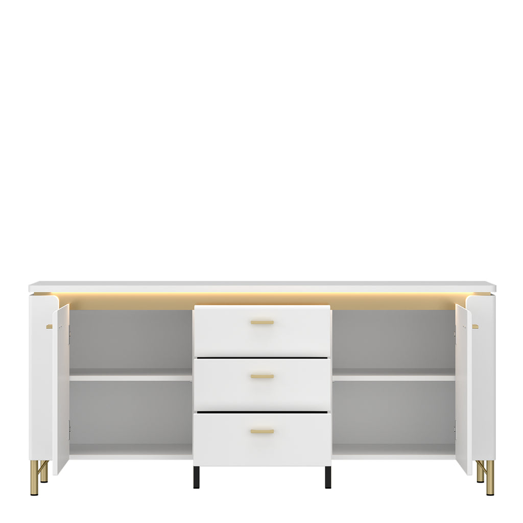 Lorenzo TV Cabinet 2 Door 3 Drawer in Alpine White/White Gloss