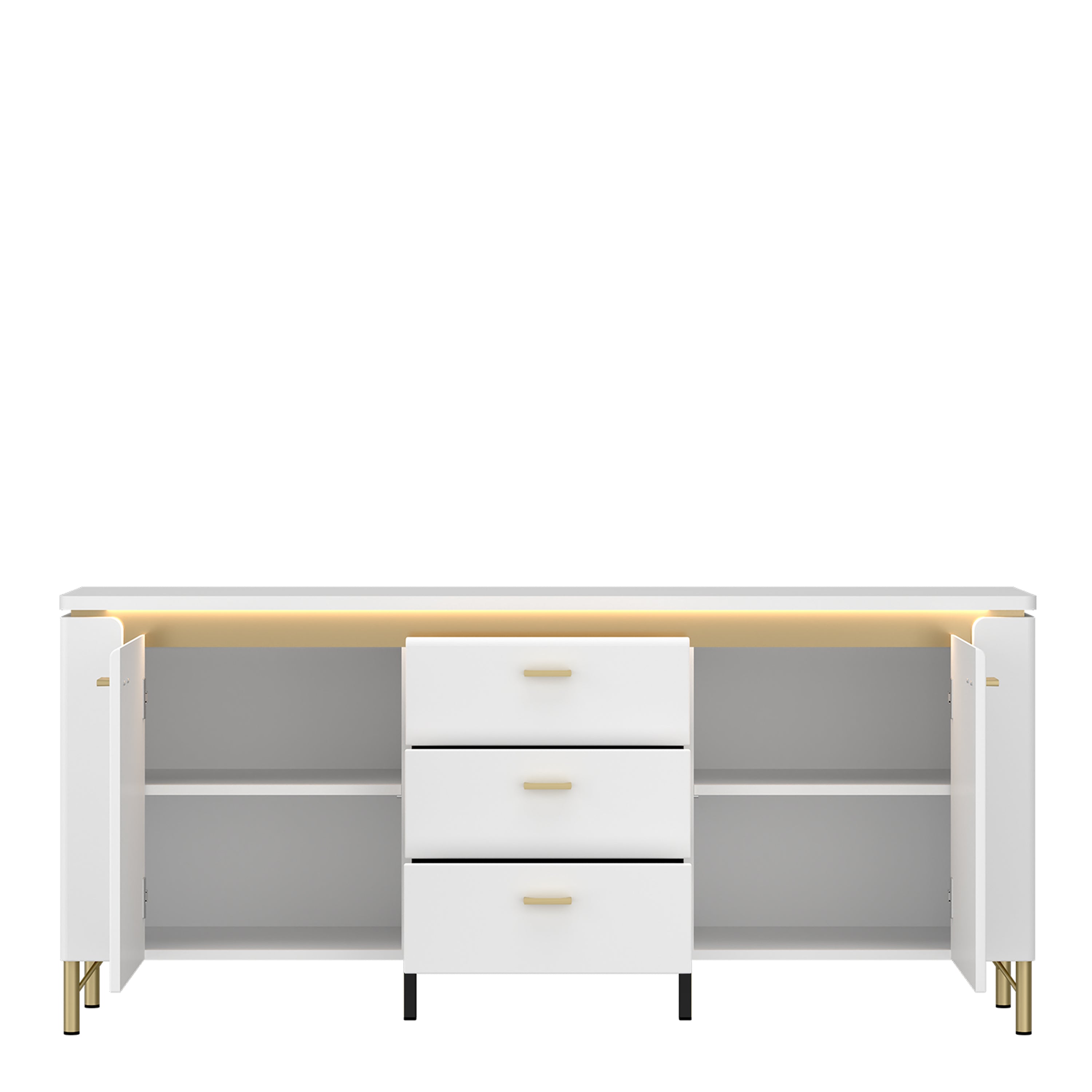 Lorenzo TV Cabinet 2 Door 3 Drawer in Alpine White/White Gloss