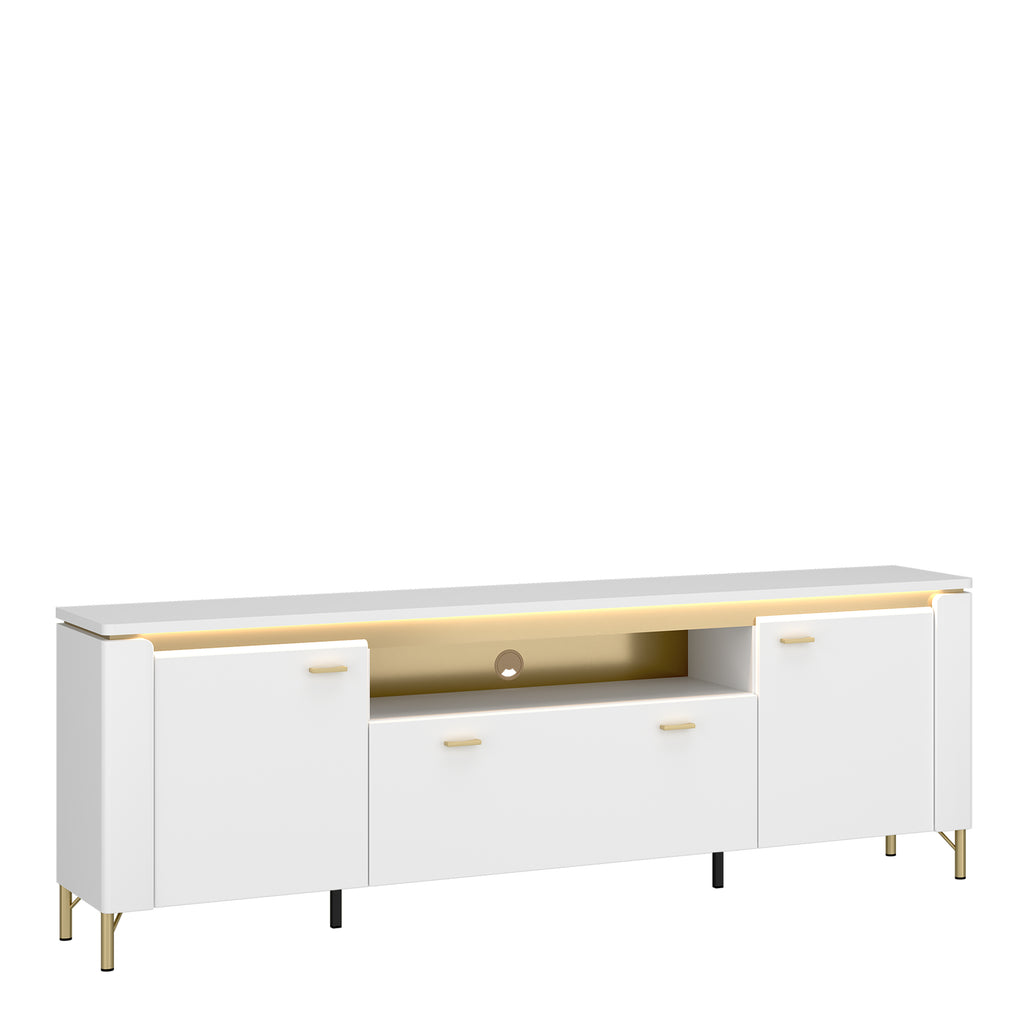 Lorenzo TV Cabinet 2 Door 1 Drawer in Alpine White/White Gloss