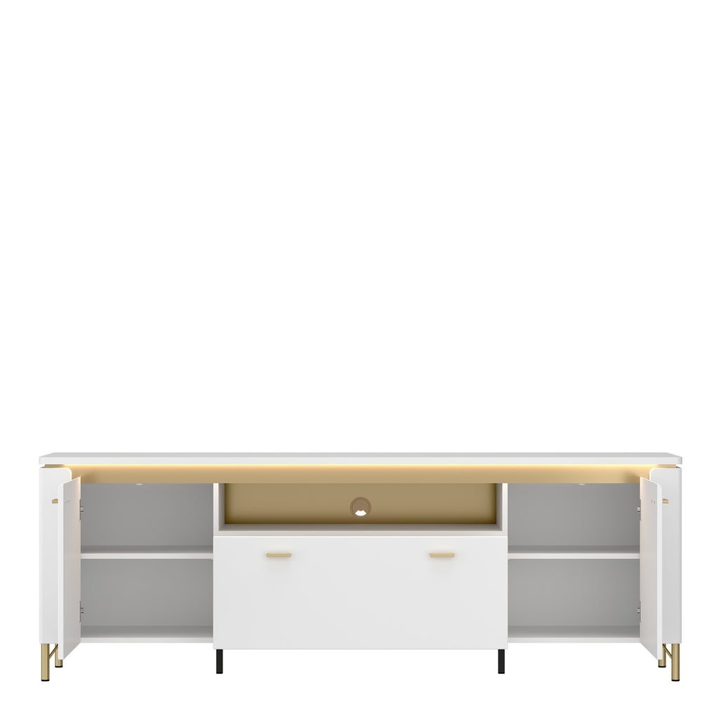 Lorenzo TV Cabinet 2 Door 1 Drawer in Alpine White/White Gloss
