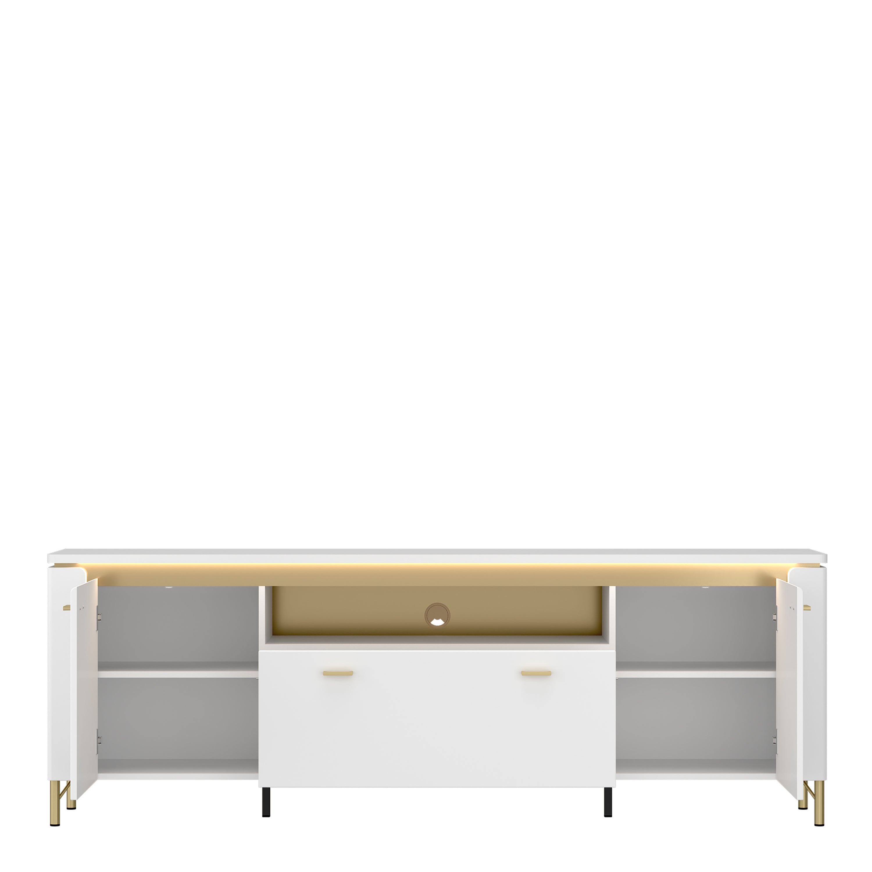 Lorenzo TV Cabinet 2 Door 1 Drawer in Alpine White/White Gloss