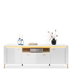 Lorenzo TV Cabinet 2 Door 1 Drawer in Alpine White/White Gloss