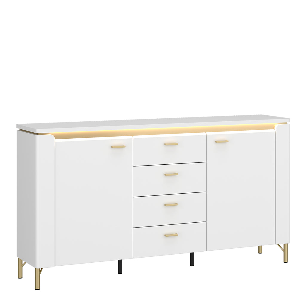Lorenzo Sideboard 2 Door 4 Drawer in Alpine White/White Gloss