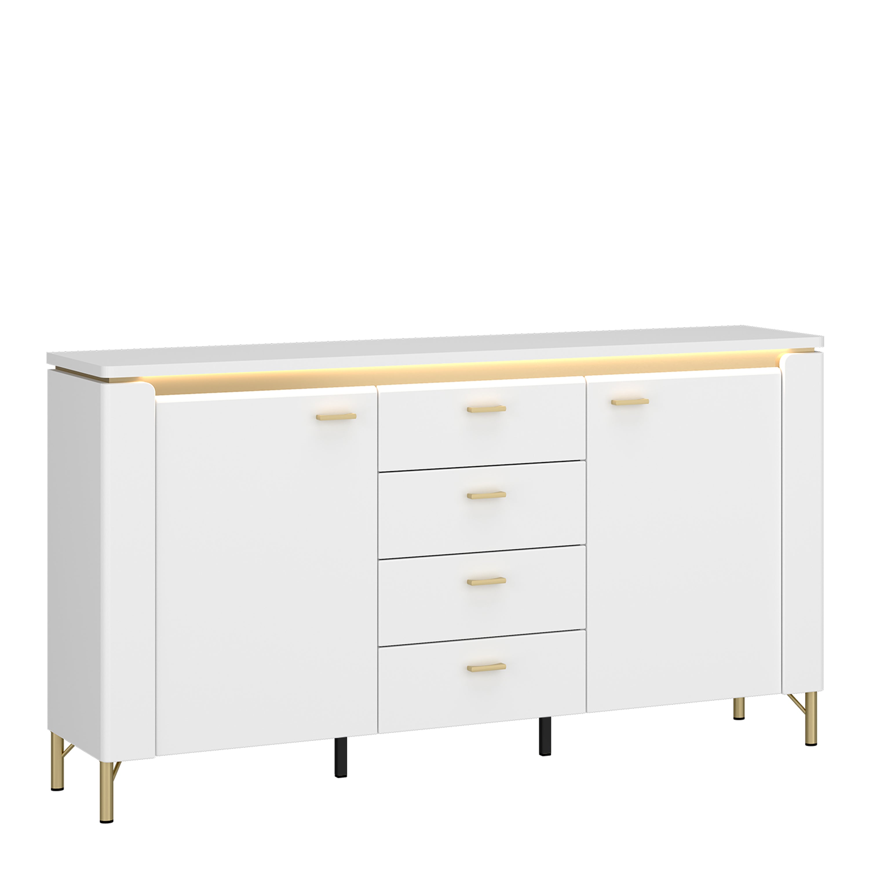 Lorenzo Sideboard 2 Door 4 Drawer in Alpine White/White Gloss