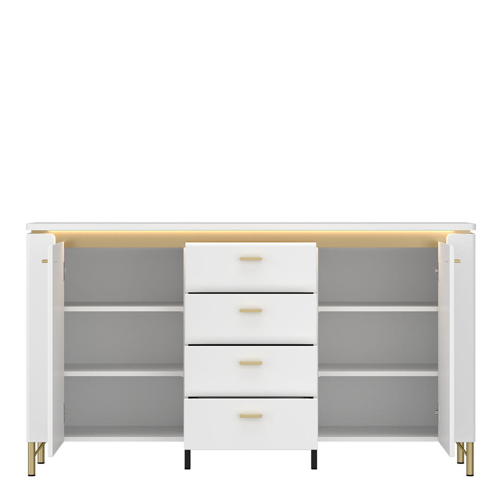 Lorenzo Sideboard 2 Door 4 Drawer in Alpine White/White Gloss
