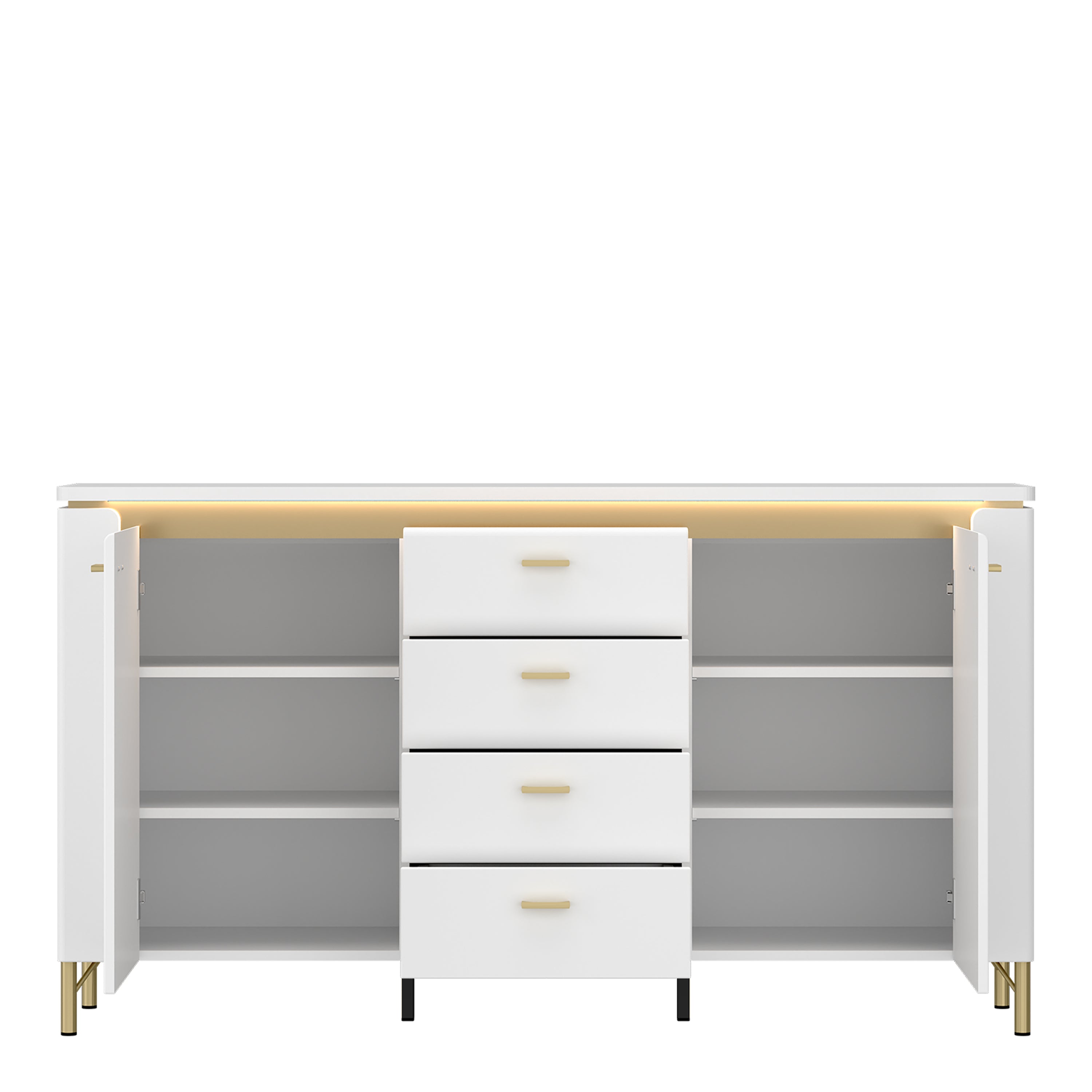 Lorenzo Sideboard 2 Door 4 Drawer in Alpine White/White Gloss