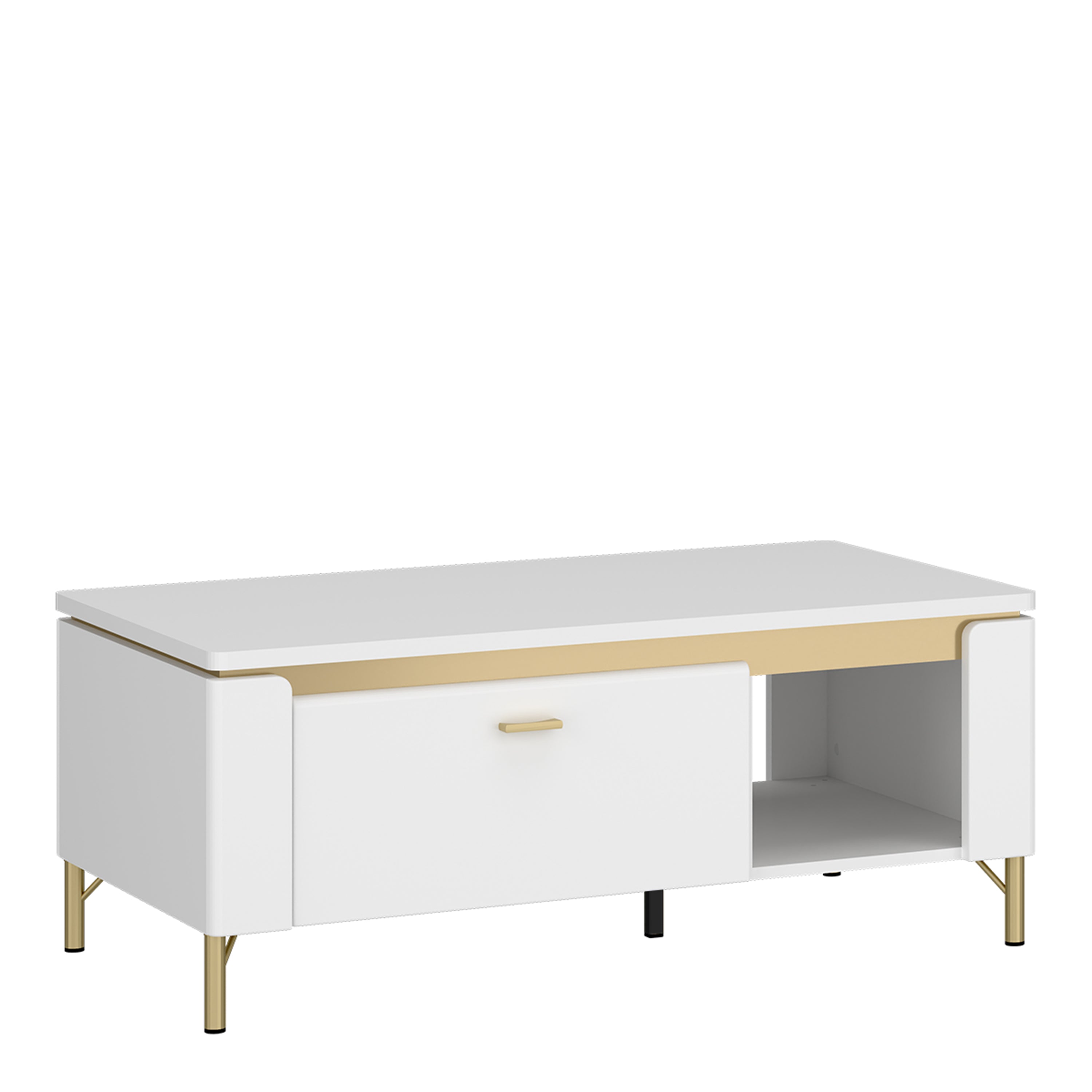 Lorenzo Coffee Table 1 Drawer in Alpine White/White Gloss