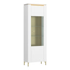 Lorenzo Vitrine/ Display Cabinet 1 Door in Alpine White/White Gloss