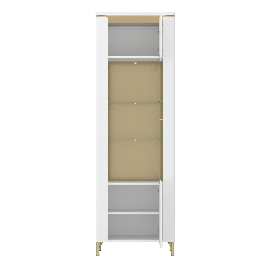 Lorenzo Vitrine/ Display Cabinet 1 Door in Alpine White/White Gloss
