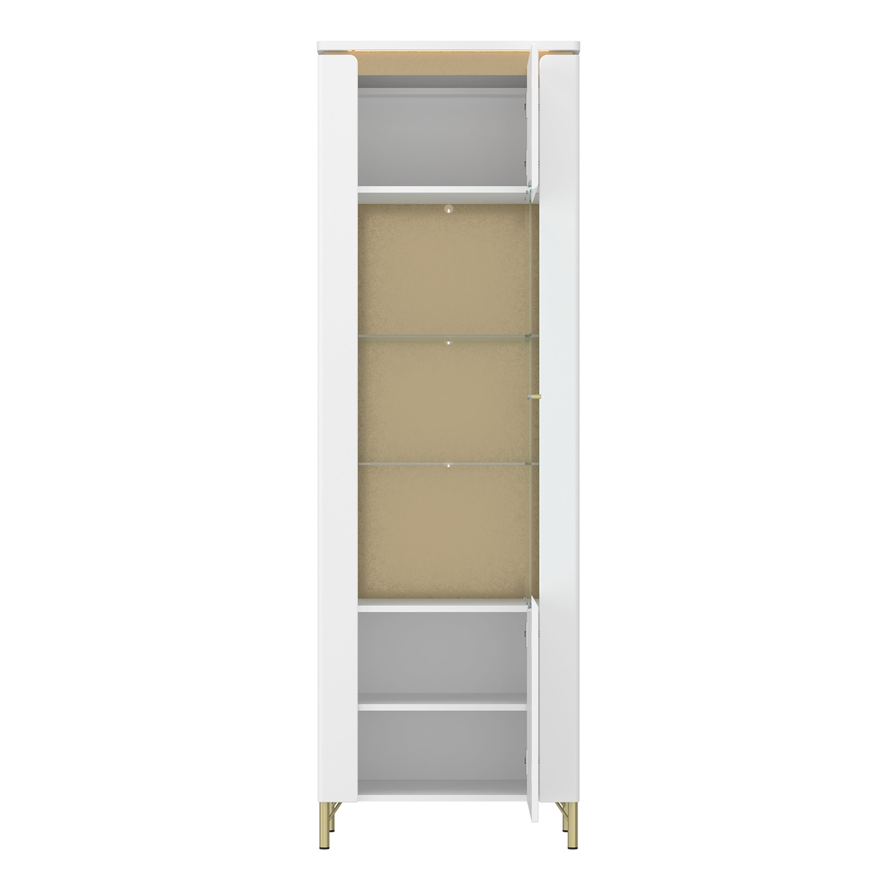 Lorenzo Vitrine/ Display Cabinet 1 Door in Alpine White/White Gloss
