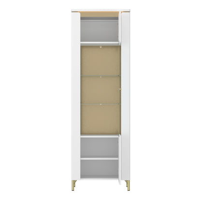 Lorenzo Vitrine/ Display Cabinet 1 Door in Alpine White/White Gloss