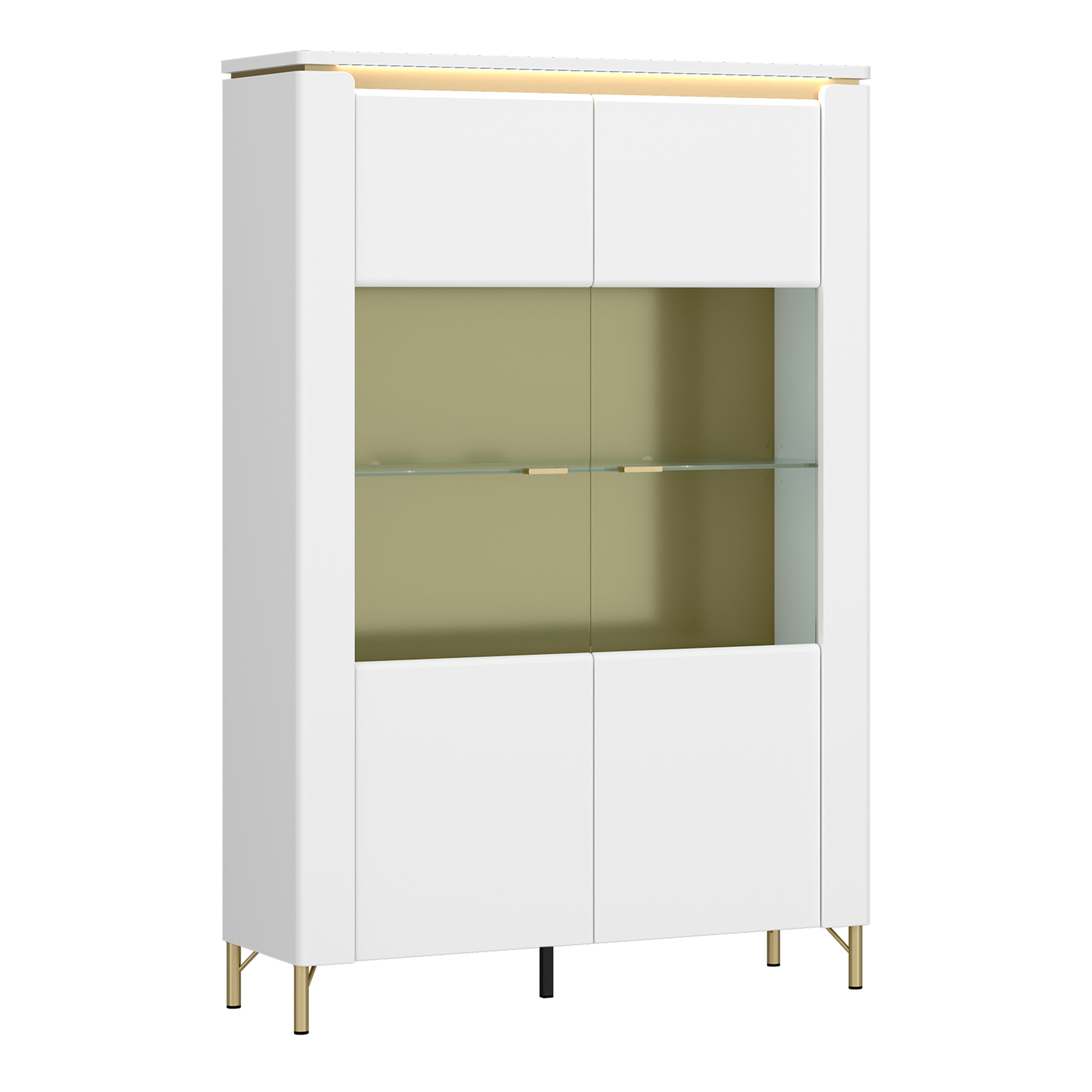 Lorenzo Vitrine/ Display Cabinet 2 Door in Alpine White/White Gloss