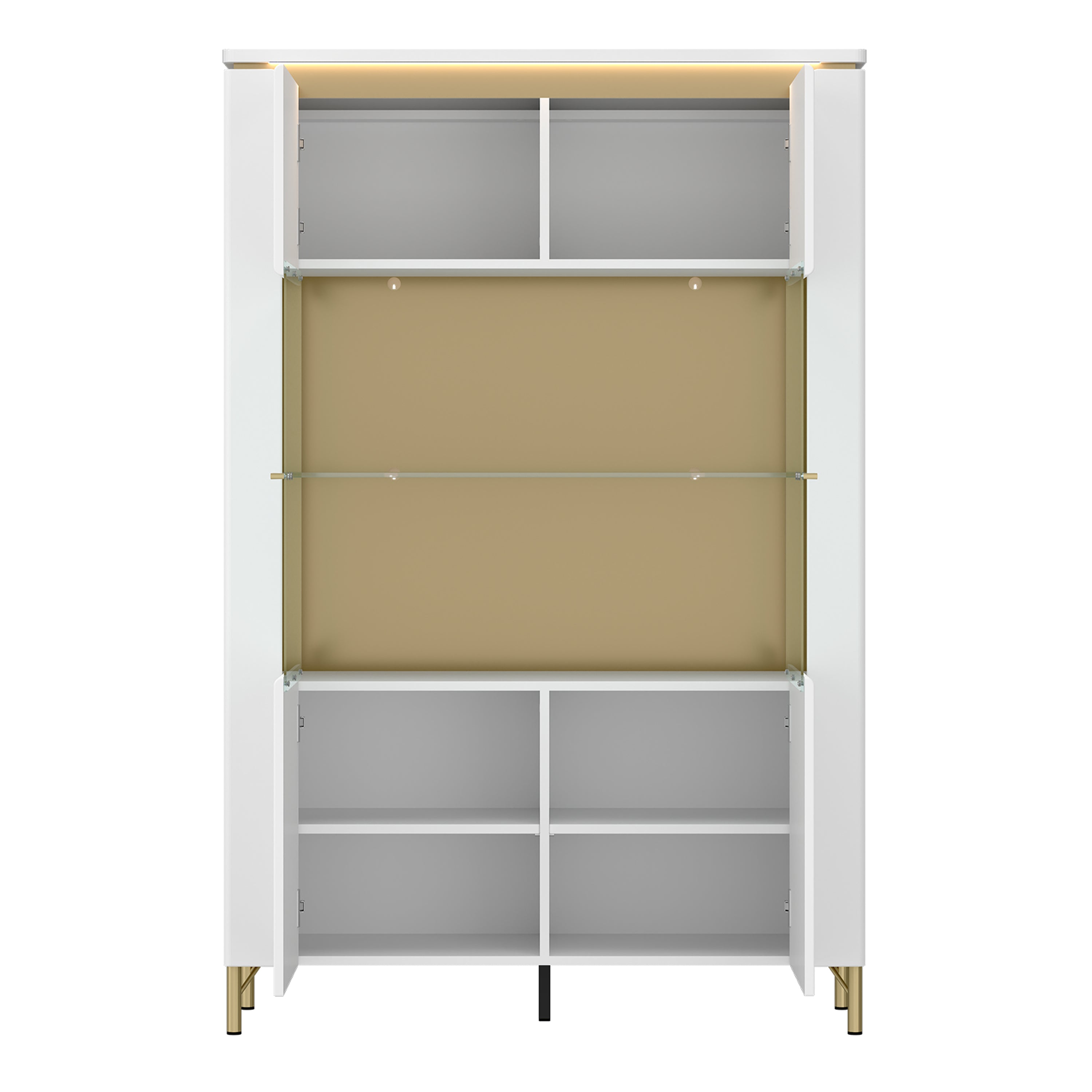 Lorenzo Vitrine/ Display Cabinet 2 Door in Alpine White/White Gloss