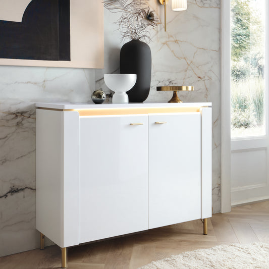 Lorenzo Sideboard 2 Door in Alpine White/White Gloss