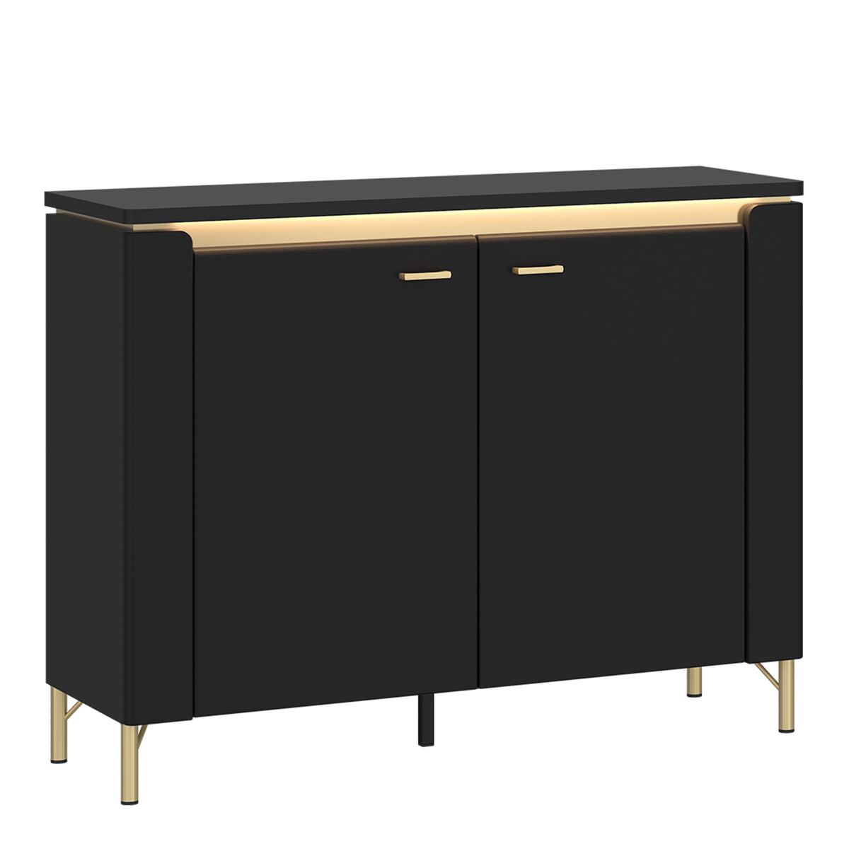 Gina Sideboard 2 Door in Black Matt/Gold