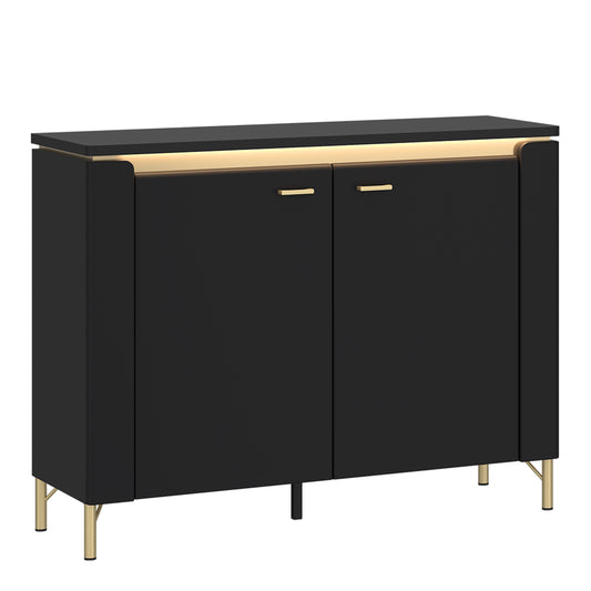 Gina Sideboard 2 Door in Black Matt/Gold