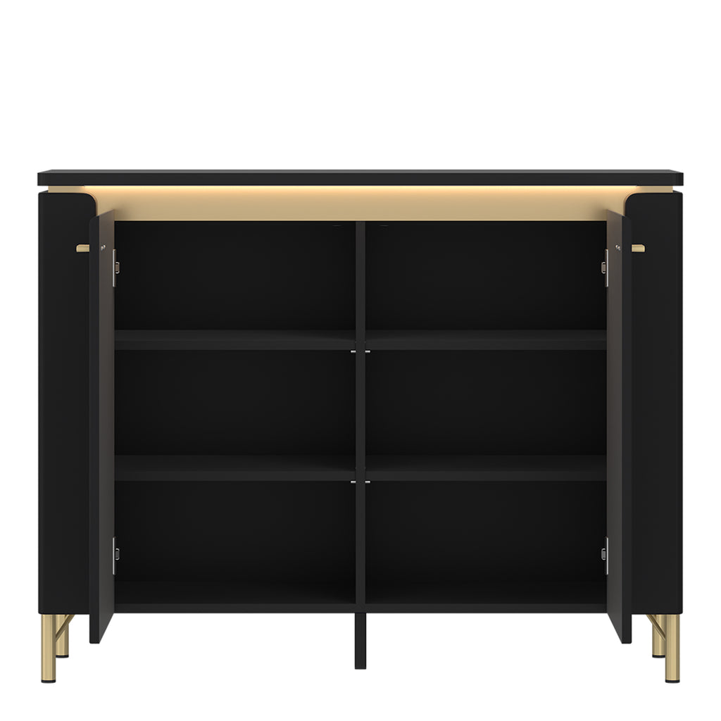 Gina Sideboard 2 Door in Black Matt/Gold