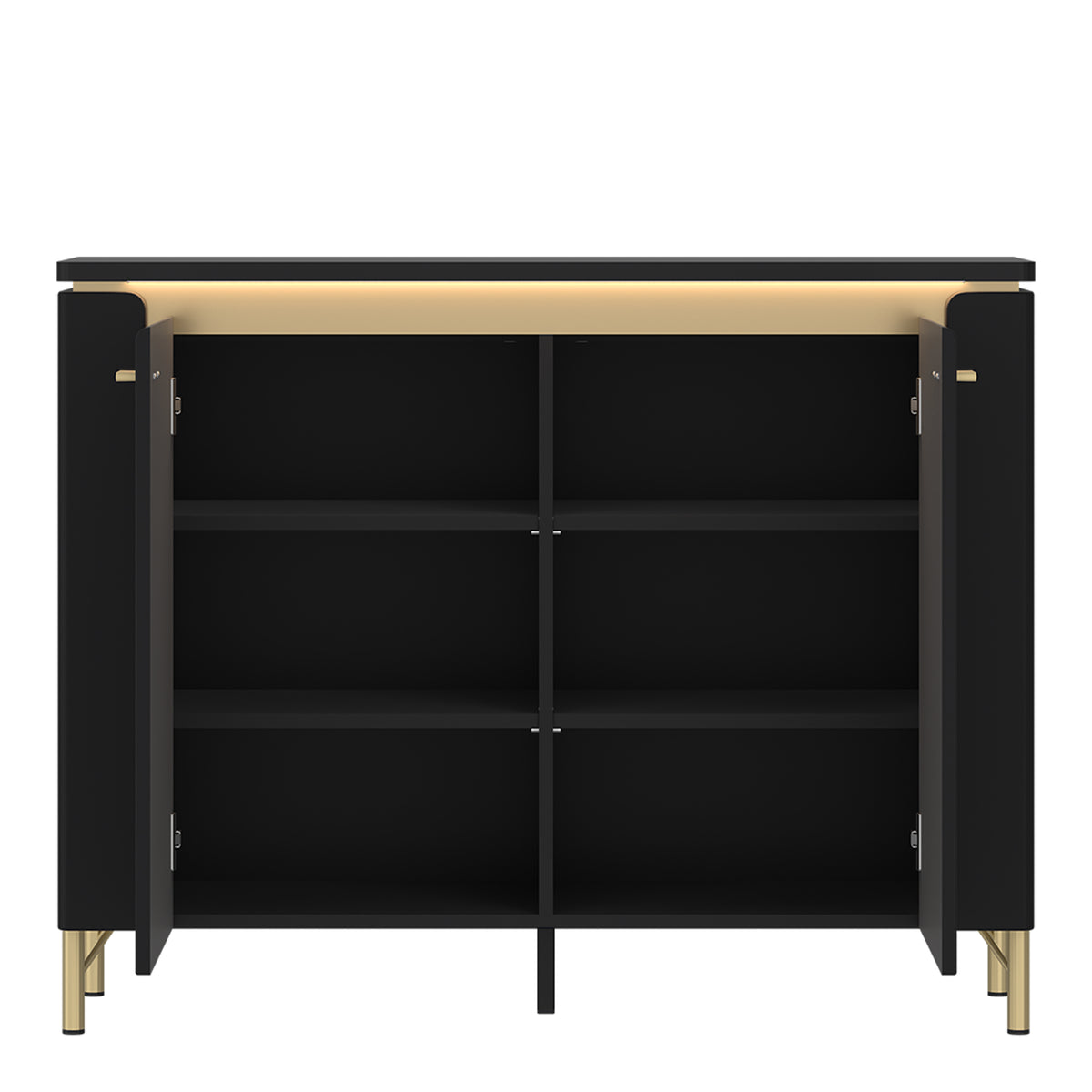 Gina Sideboard 2 Door in Black Matt/Gold