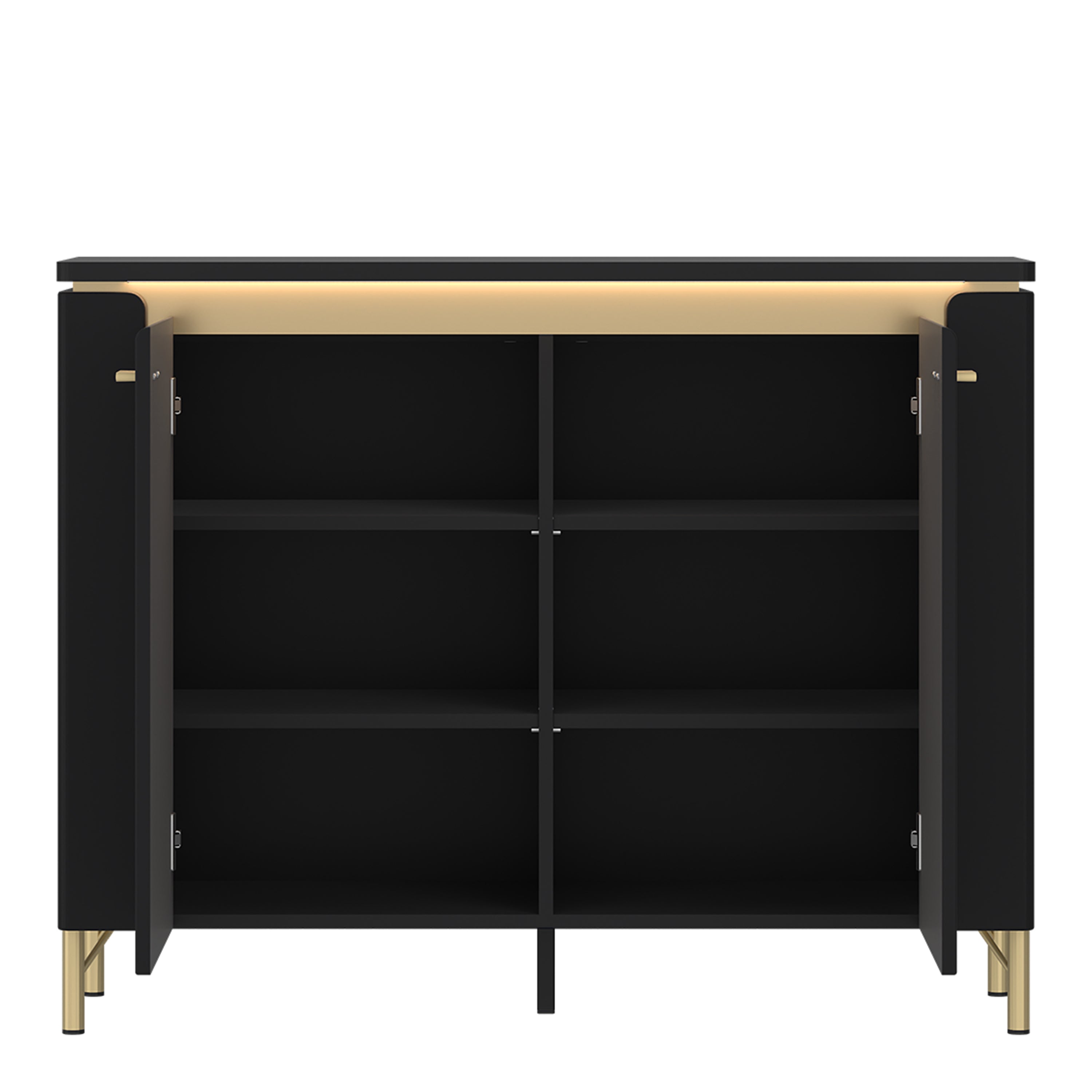 Gina Sideboard 2 Door in Black Matt/Gold