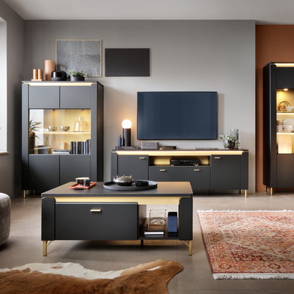 Gina Sideboard 2 Door in Black Matt/Gold