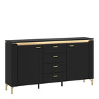 Gina Sideboard 2 Door 4 Drawer in Black Matt/Gold
