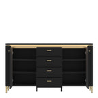 Gina Sideboard 2 Door 4 Drawer in Black Matt/Gold