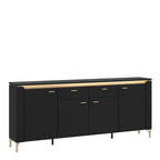Gina Sideboard 4 Door 2 Drawer in Black Matt/Gold