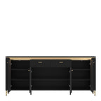 Gina Sideboard 4 Door 2 Drawer in Black Matt/Gold